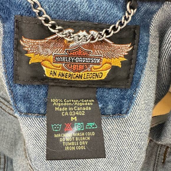 Vintage 2001 Harley Davidson Y2K Denim Vest Size Medium Blue Ombre - Picture 7 of 8